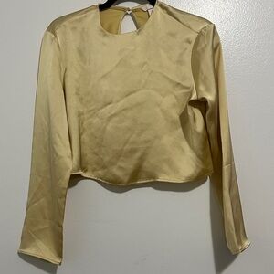 H&M Gold Satin Long Sleeve Blouse